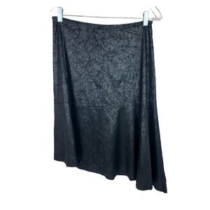 Leith Nordstrom Black Drop Waist Asymmetrical Faux Leather Mid Length Skirt Sz S